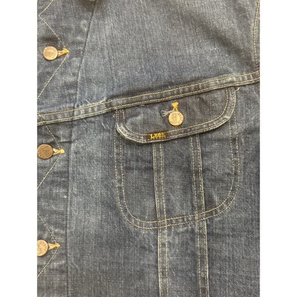 VTG Lee Sanforized Denim Jacket Union Made USA PATD-153438 Trucker Riders Sz 44 - Picture 2 of 10